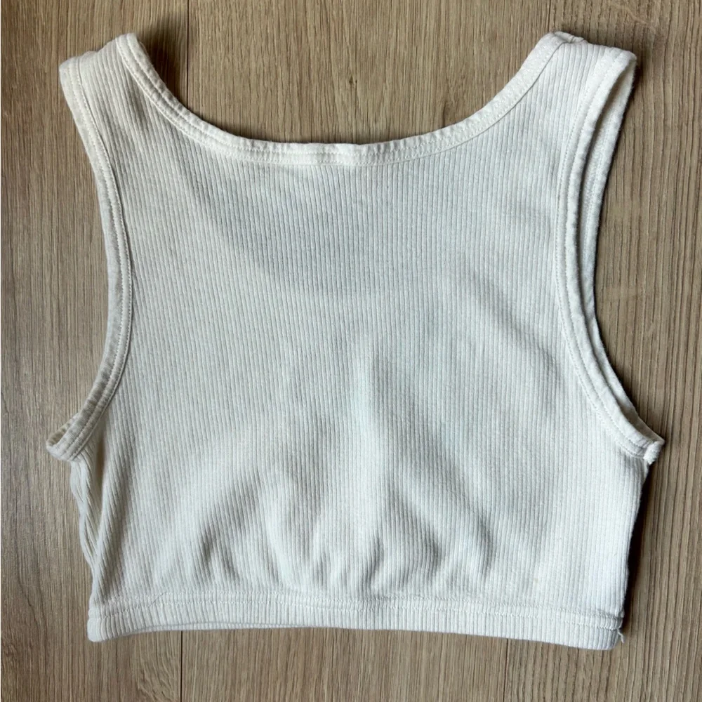 VINTAGE ENHANCE 90s Ribbed 100% Cotton Bralette Lounge Bra Brami Lagenlook Sz L